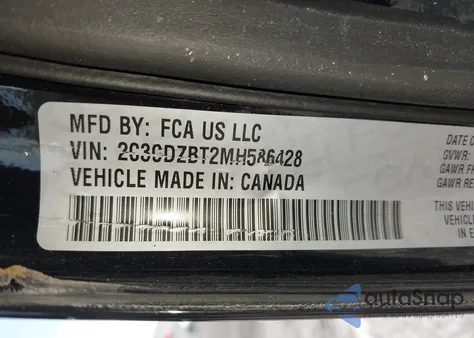 2021 Dodge Challenger R/T from USA, damaged, VIN 2C3CDZBT2MH586428